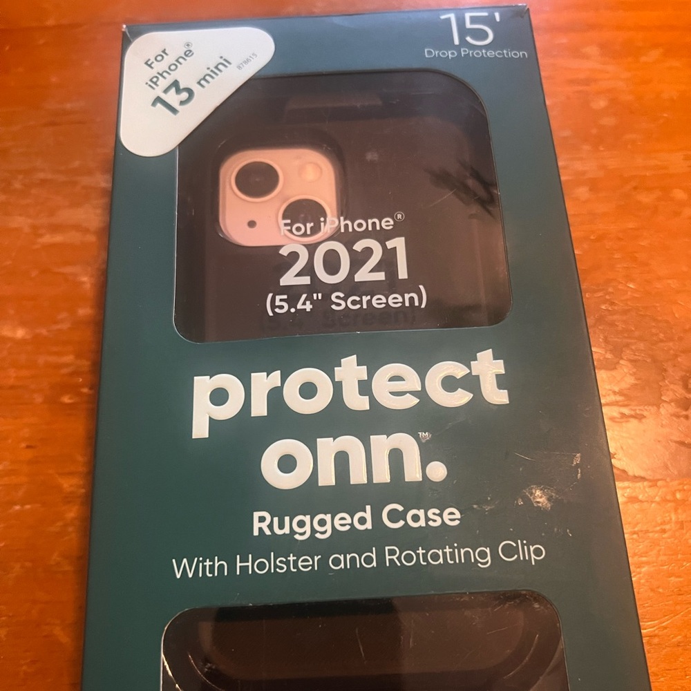 Onn. Rugged Phone Case with Holster for iPhone 13 mini / iPhone 12 mini